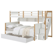 Evren Single Over Double Bunk Bed with Staircase & Shelf